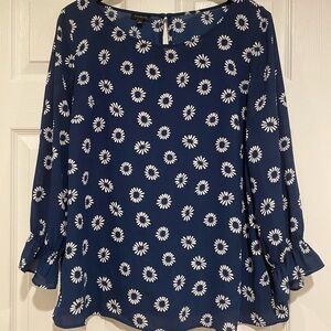 Talbots Blue and White Floral Blouse